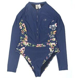 OC, Ocean Pacific, Wetsuit Size XL BLUE WITH FLORAL PRINT DESIGN Front zipper
